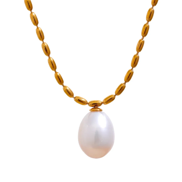 Exquisite Jewelry Gift: Luxury Natural Freshwater Pearl Pendant Stainless Steel Sweet Necklace for Women