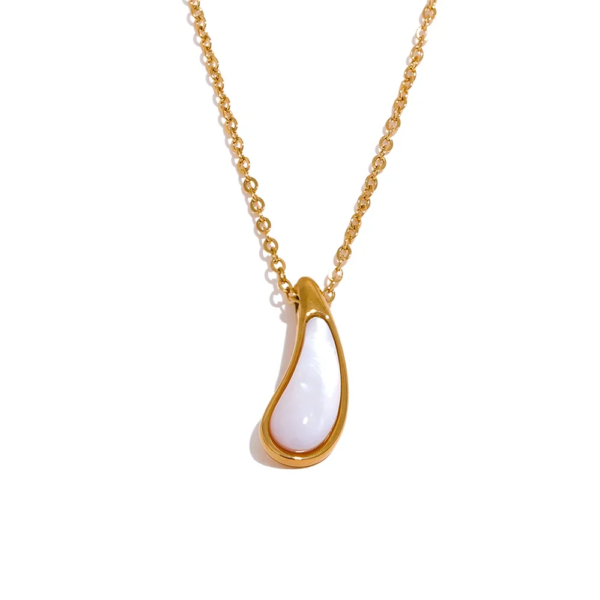 Bijoux Femme Gift: 2023 Stainless Steel Natural Shell Water Drop Chic Pendant Necklace - Fashion Exquisite Jewelry for Women