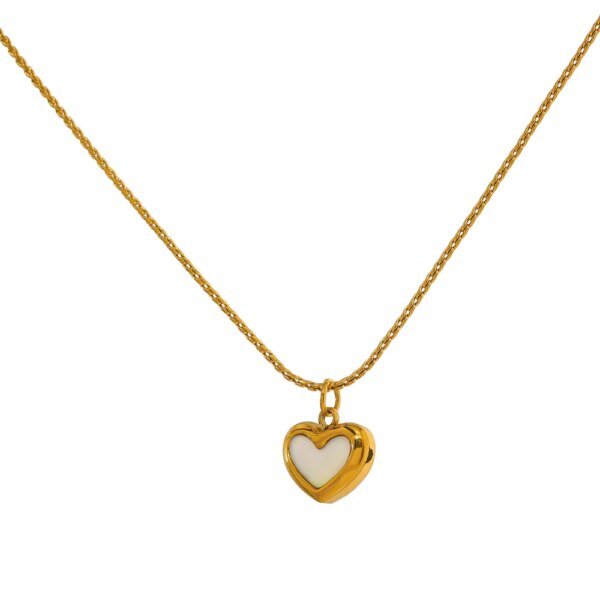 Gift-Worthy Jewelry: Cute Heart Natural Shell Pendant Necklace - 18K Plated Stainless Steel Collar Necklace