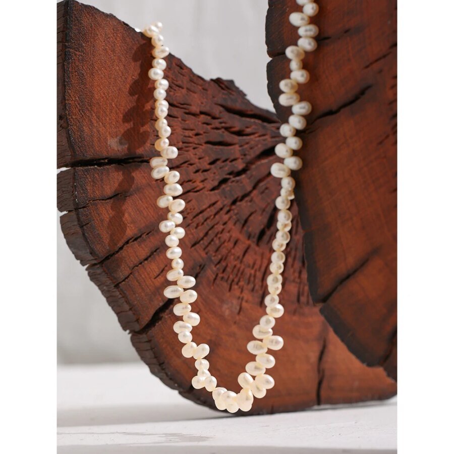 Elegant Gift: New Stainless Steel Accessories - Natural Freshwater Pearl Chain Necklace for Wedding and Engagement Collar