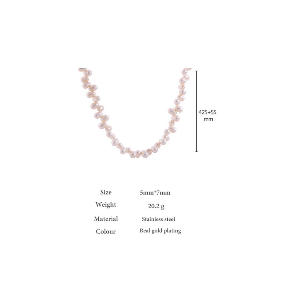 Elegant Gift: New Stainless Steel Accessories - Natural Freshwater Pearl Chain Necklace for Wedding and Engagement Collar