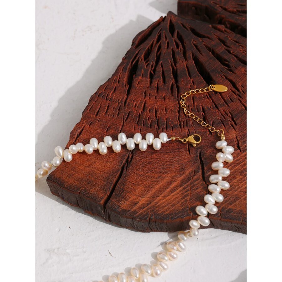 Elegant Gift: New Stainless Steel Accessories - Natural Freshwater Pearl Chain Necklace for Wedding and Engagement Collar