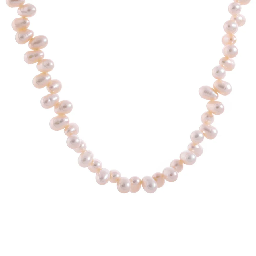 Elegant Gift: New Stainless Steel Accessories - Natural Freshwater Pearl Chain Necklace for Wedding and Engagement Collar