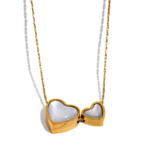 New Romantic Charm: Chic Stainless Steel Natural Shell Heart Pendant Necklace for Women - Gold Color Bijoux Femme Jewelry