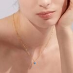 New Trendy Jewelry: Charm Chic Blue Opal Natural Stone Small Pendant Stainless Steel Gold Color Necklace – Waterproof for Women