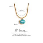 Chic Fashion Jewelry: Exquisite Amazonite Natural Stone Pendant Necklace - Gold and Silver Color, Waterproof Stainless Steel