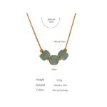 Stylish Metal Collar Necklace: Stainless Steel Green Aventurine Pendant Necklace - 18K Plated