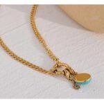 Delicate Charm Collier: Stainless Steel Blue Natural Stone Star Chain Collar Necklace - Waterproof Jewelry for Women