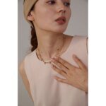 Double-Layered Chic Collar Necklace - Cubic Zirconia Bead Adorned, Stainless Steel Jewelry for Women