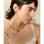 High-Quality Metal Texture Necklace – 18K Gold Color Cuban Chain Stainless Steel Collar with Zircon Accents for Women’s Fashion Charm Jewelry