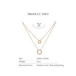 Exquisite Round Hollow Layered Chain Necklace - New Stainless Steel, Delicate Shiny Cubic Zirconia Choker for a Stylish Look