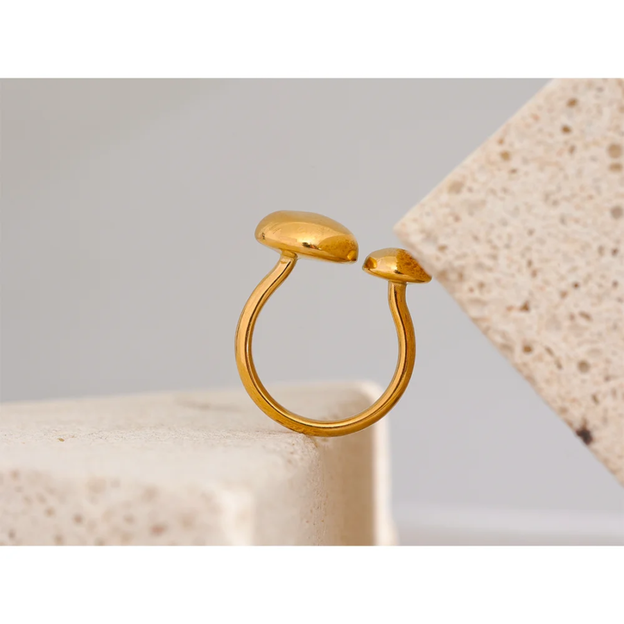 Chic Minimalism Fashion Ring - Stainless Steel, Real Gold PVD Plated, Waterproof, Trendy Metal with a Smooth and Simple Design for Women
