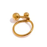 Statement Round Ring – Golden Metal 18K Rope Design, Stainless Steel Minimalist Jewelry for Women
