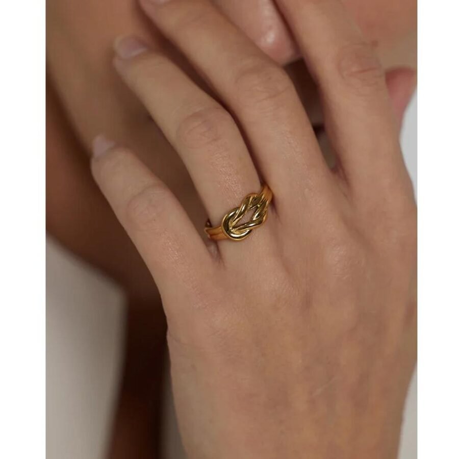 Trendy Golden Tie Opening Ring - High-Quality Stainless Steel, 18K Women's Ring, Anillos Mujer Jewelry, Perfect Gift