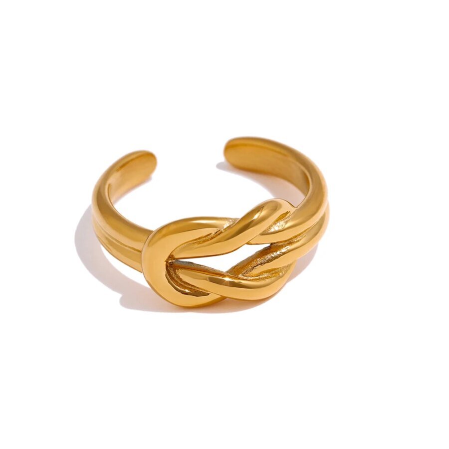 Trendy Golden Tie Opening Ring - High-Quality Stainless Steel, 18K Women's Ring, Anillos Mujer Jewelry, Perfect Gift