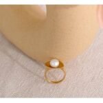 Chic Temperament Ring - Tarnish Free Romantic Natural Freshwater Pearl, Stainless Steel, 18K Gold Plated, Jewelry