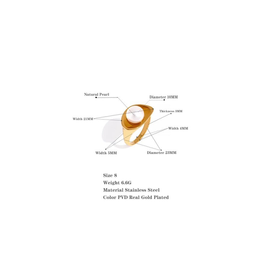 Chic Temperament Ring - Tarnish Free Romantic Natural Freshwater Pearl, Stainless Steel, 18K Gold Plated, Jewelry