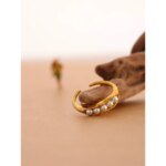 Trendy Open Ring – Chic Charm Imitation Pearls, Waterproof Metal Stainless Steel, New Fashion, 18K Gold Plated, Women’s Trend Jewelry