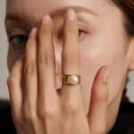 Geometric Finger Ring – Imitation Pearls Ring Jewelry, Stainless Steel, Golden, New Design for Women