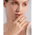 Trendy Charm Ring - Vintage Natural Stone Green Aventurine, Stainless Steel France Metal, Golden Open Design, Waterproof, Jewelry for Women