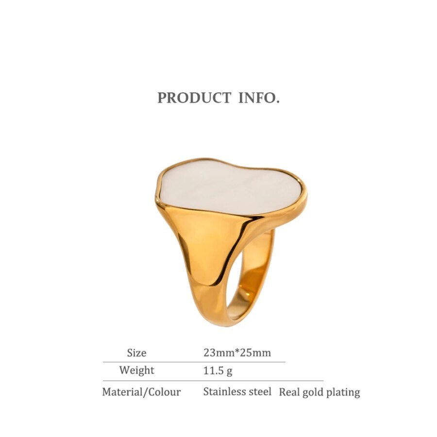 Exaggerated Vintage Ring - Occident Irregular Natural Shell, Stainless Steel, and Temperament Metal Jewelry Gift for Women
