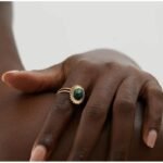 Chic Adjustable Opening Ring - Stainless Steel with Green and Black Natural Stone Agate for Women's Party Jewelry, Bagues Pour Femme