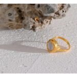 Golden Seashell Elegance - Luxury Cast Stainless Steel Ring with Tarnish-Free Charm for Women's Korean Fashion Jewelry