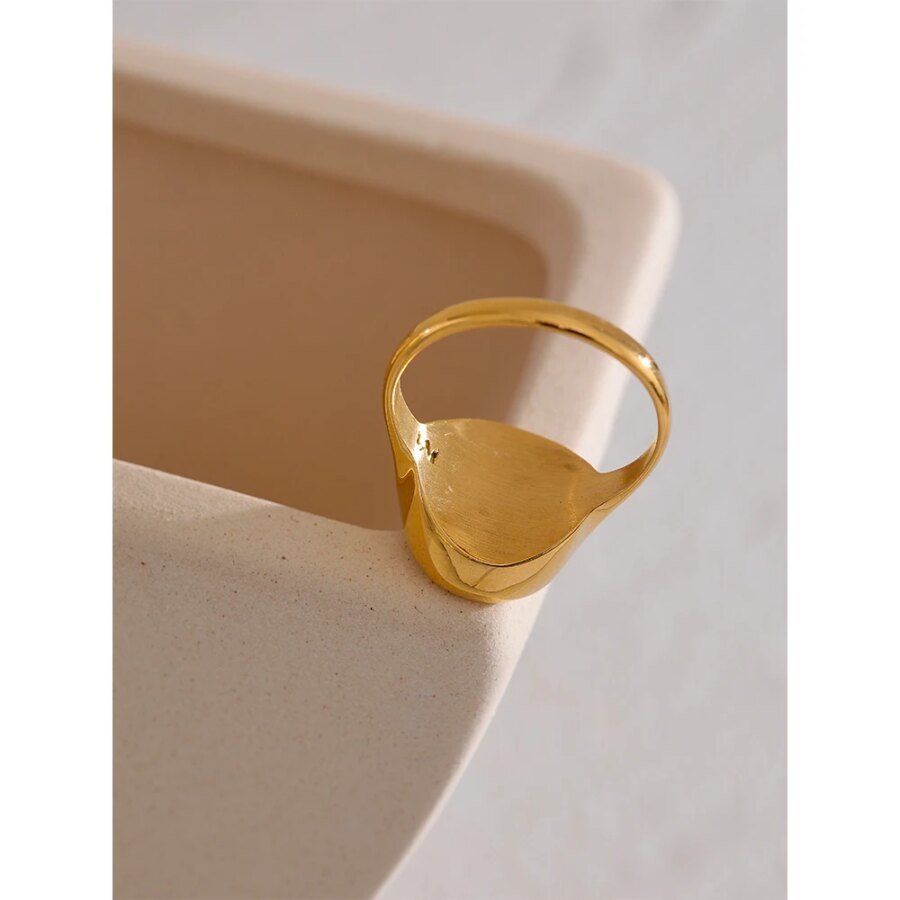 Golden Seashell Elegance - Luxury Cast Stainless Steel Ring with Tarnish-Free Charm for Women's Korean Fashion Jewelry