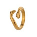 Embrace Elegance - New Design Stainless Steel Ring for Women, 18K Plated Metal Texture in Gold, Occident-inspired Jewelry