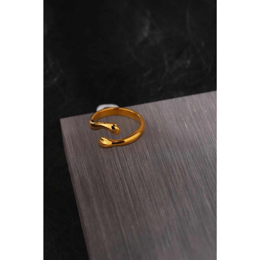 Embrace Elegance - New Design Stainless Steel Ring for Women, 18K Plated Metal Texture in Gold, Occident-inspired Jewelry