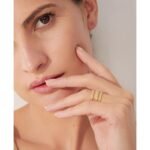 Minimalist Gold Geometry - Statement Stainless Steel Opening Ring with 18K Plated Metal, Ideal for Women's Engagement, Party Gift