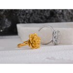 Vintage Charm in Bloom - New Stainless Steel Flower Cast Ring with Trendy 18K Gold Color PVD Plated, Waterproof for Women's Gala Gift