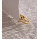 Chic Snake Charm – Waterproof Stainless Steel Gold Color Ring with Statement Texture for Women’s Trendy Fashion, Animal-inspired Jewelry