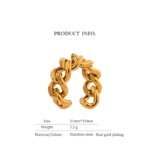 Golden Chain Elegance - Trendy Opening Ring with Stainless Steel, Statement Jewelry, and High-Quality Golden Metal Texture for Stylish Finger Accessory