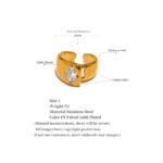 Chunky Elegance - Cast Stainless Steel Geometric Wide Ring for Women with Shiny Cubic Zirconia Charm, Fashioned in Gold Color, Ideal for Party Gift
