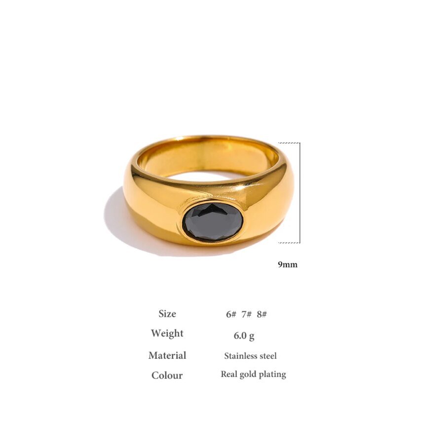 Dazzling Elegance - New Stainless Steel Crystal Rings with High-Quality Metal, Gold 18 K Plated Finger Ring, and Waterproof features, an Exquisite Jewelry Accessory