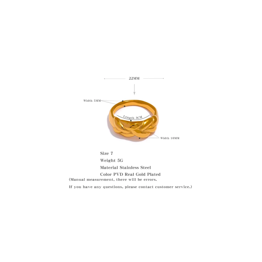 Stylish Overlap - 316 Stainless Steel Metal Overlap Weave Ring for Women, Tarnish-Free Gold Color Cast Statement, Charm Jewelry, a Fashionable Gift