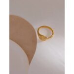 Golden Geometry - Stainless Steel Golden Geometric Ring with Statement Metal Texture, a Fashionable Finger Jewelry, Joyería Acero Inoxidable Mujer Gift