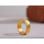 Celestial Charm - Stainless Steel Moon Star Ring with Trendy Texture Metal, 18 K Plated, a Simple Finger Ring for Women