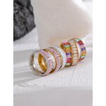 Radiant Elegance - Delicate Shiny Colorful Cubic Zirconia Stainless Steel Multiple Ring, a High-Quality Luxury CZ Bling, Popular Fashion Jewelry