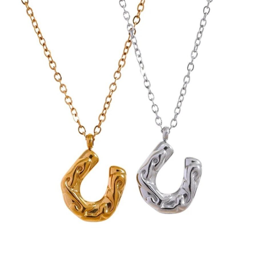 Elegant Equilibrium - U Shape Horseshoe Geometric Cast Pendant, a Fashionable and Simple Necklace Unisex Jewelry for Men and Women, with Charm, PVD Waterproof, and Stylish Bijoux