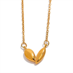 Nature's Grace - Waterproof Stainless Steel Leaves Chic Pendant Necklace in Gold Color, 18K PVD Plated, Fashion Minimalist Neck Jewelry, and Elegant Bijoux