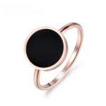 Timeless Grace - Vintage Wedding Ring for Women, Minimalist Rose Gold Color Round Acrylic Stone, 316L Stainless Steel Rings, a Unique and Elegant Jewelry Choice
