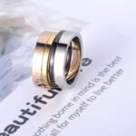 Chic Harmony - Trendy 4-in-1 Gold Colorful Simple Rings, Fashioned from Titanium Stainless Steel, Ideal for Wedding and Engagement, Perfect for Women and Girls