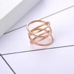Double X Elegance – Trendy Rose Gold Color Party Rings, Minimalist Style 316L Stainless Steel Women’s Ring, Fashionable Jewelry Anillo for Stylish Statements