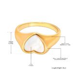 Shell Elegance - Natural Shell Heart Stainless Steel Stylish Ring for Women, Handmade Metal Texture, Waterproof Golden Jewelry for Gala