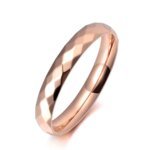 Elegant Simplicity – Titanium Stainless Steel 3mm Wide Cut Face Anniversary Ring, Trendy Wedding Jewelry for Women and Girls