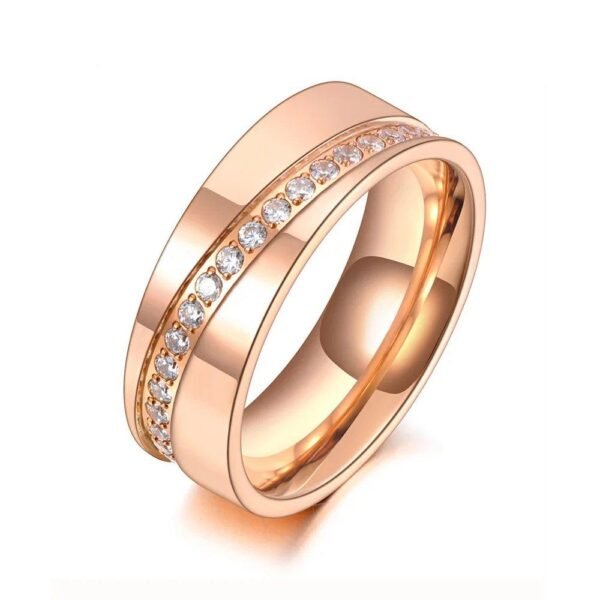 Chic Elegance - Titanium Steel Mosaic Rhinestone Geometry Ring, Luxury CZ Crystal Wedding Jewelry for Women and Girls