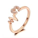 EternalCharm - Stainless Steel Heart Ring with Mosaic Rhinestone, Trendy CZ Crystal Wedding Ring for Women