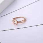 Office Elegance – Titanium Stainless Steel Love CZ Crystal Ring, Fashionable and Simple Cocktail Jewelry for Women